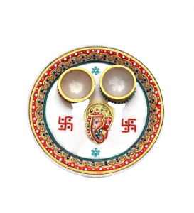 Marble Puja Thali/ Handcrafted Puja Thali/ Festival Gift