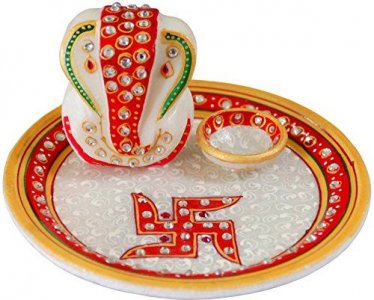 Marble Puja Thali/ Handcrafted Puja Thali/ Festival Gift