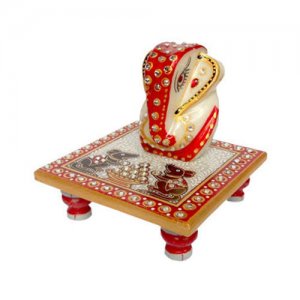 Marble Chowki Ganesha/ Handcrafted Product/Festival Gift