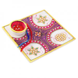 Marble Puja Thali/ Handcrafted Puja Thali/ Festival Gift