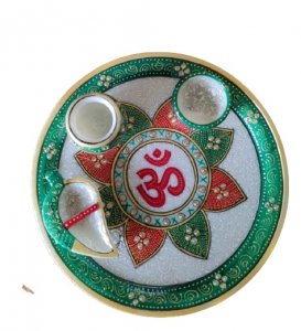 Marble Puja Thali/ Handcrafted Puja Thali/ Festival Gift/Puja Utility