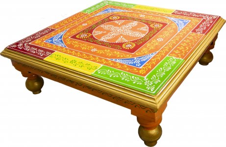 Wooden Painted Chowki/ Home Decor