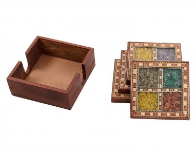 Wooden Gemstone Tea Coaster/ Handcrafted Product/ Corporate Gifts