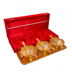 Double Tone  Three Bowl Set Made Of German Silver