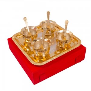 Bowl, Try & Spoon Set Made Of German Silver/Corporate Gift