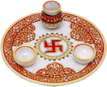 Marble Puja Thali/ Handcrafted Product/Festival Gift
