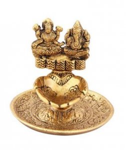 Metal Laxmi Ganesh Diya/ Handcrafted/ Festival Gift