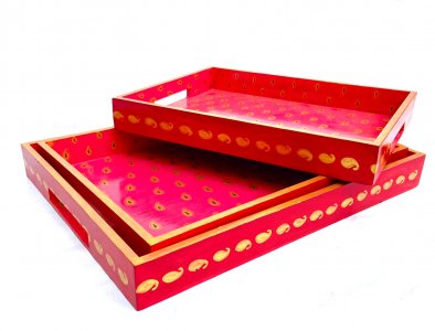 Wooden Painted Tray/ Handcrafted Tray/ Festival Gifts